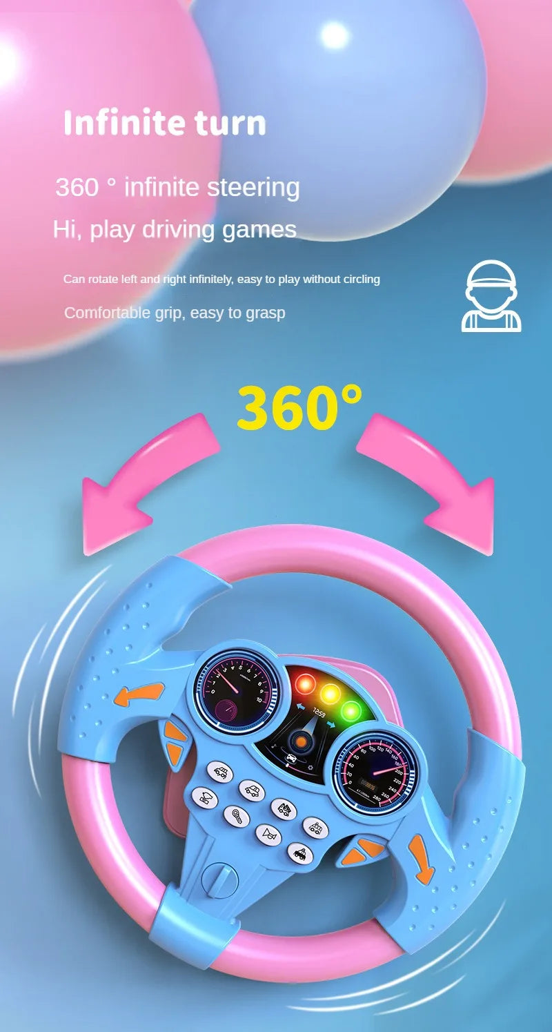 Educational Infant Steering Wheel Toy with Flashing Lights and Sounds