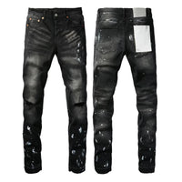Men's High Purple USA Stretch Skinny Jeans Pants Color Distressed Black Streetwear Button Fly Ripped Jeans - Buy online at  Vibe In Cart.