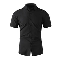 Men's Short Sleeved Solid Color Polyester Casual Shirt