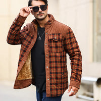 Men's Jackets Winter Windproof Warm Casual Bomber Coat Plaid Sherpa Lined Flannel Outdoor Classic Jacket Men US Size - Buy online at  Vibe In Cart.