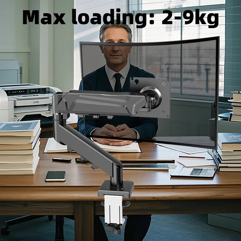Adjustable Gas Spring Single Monitor Arm for 13-32 Inch Screens with Clamp Stand