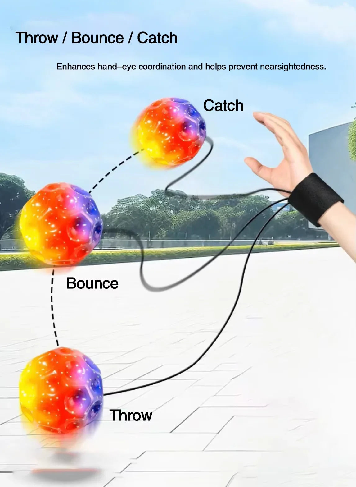 High Elastic Decompression Moon Stone Ball with Rebound Rope for Kids and Seniors Fun Stress Relief Outdoor Fitness Toy - Buy online at  Vibe In Cart.