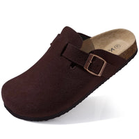 Men's Outdoor Cow Suede Lined EVA Insole Slippers With Low Heel