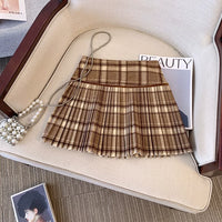 Plaid Pleated Mini Skirt Thick Wool Short Skirt High Waist Box-pleat Miniskirt for Women Teen-girl Preppy Style Outfit - Buy online at  Vibe In Cart.