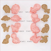 8-Piece Plastic 3D Cookie Cutters Set with Cartoon Designs