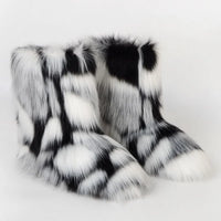 Y2K Fluffy Mid-calf Boots Winter Women Fashion Snow Boots Warm Cotton Shoes - Buy online at  Vibe In Cart.