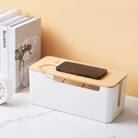 Rectangular Plastic Storage Box with Bamboo for Wires, 1 Piece