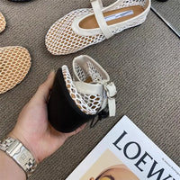 2025 New Hollow Mesh Women's Flat Ballet Shoes - Casual Fashion Versatile Breathable Fishnet Sandals - Buy online at  Vibe In Cart.