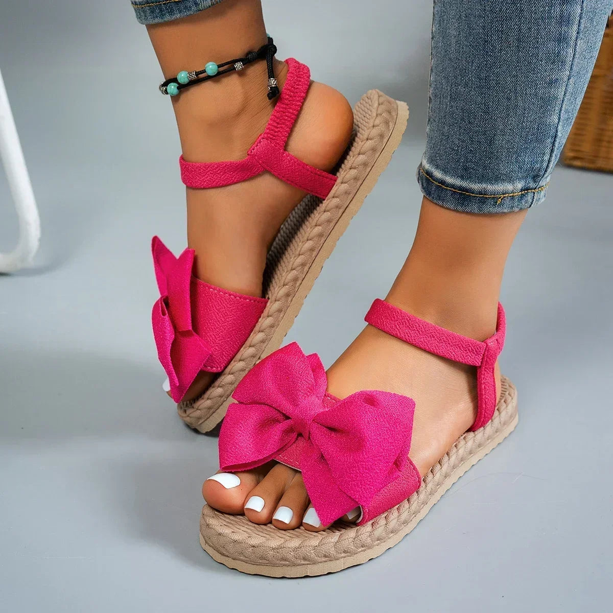 Women Anti-slip Trend Sandals 2025 New Summer Lightweight Sandals Fashion Beach Casual Slippers Outdoor Bow Tie Flat Shoes Home - Buy online at  Vibe In Cart.