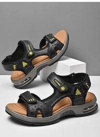 Men's Genuine Leather Breathable Beach Sandals Size 46