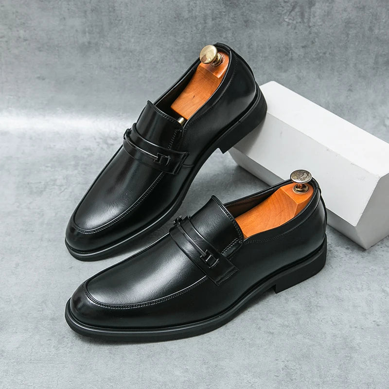 Men's Formal Leather Shoes Classic Style Slip On Loafers Round Toe Breathable Non-Slip Business Dress Wedding Office Casual Shos - Buy online at  Vibe In Cart.