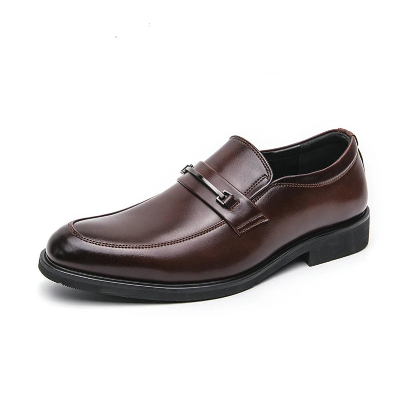Men's Formal Slip-On Round Toe Loafers Breathable Non-Slip Shoes