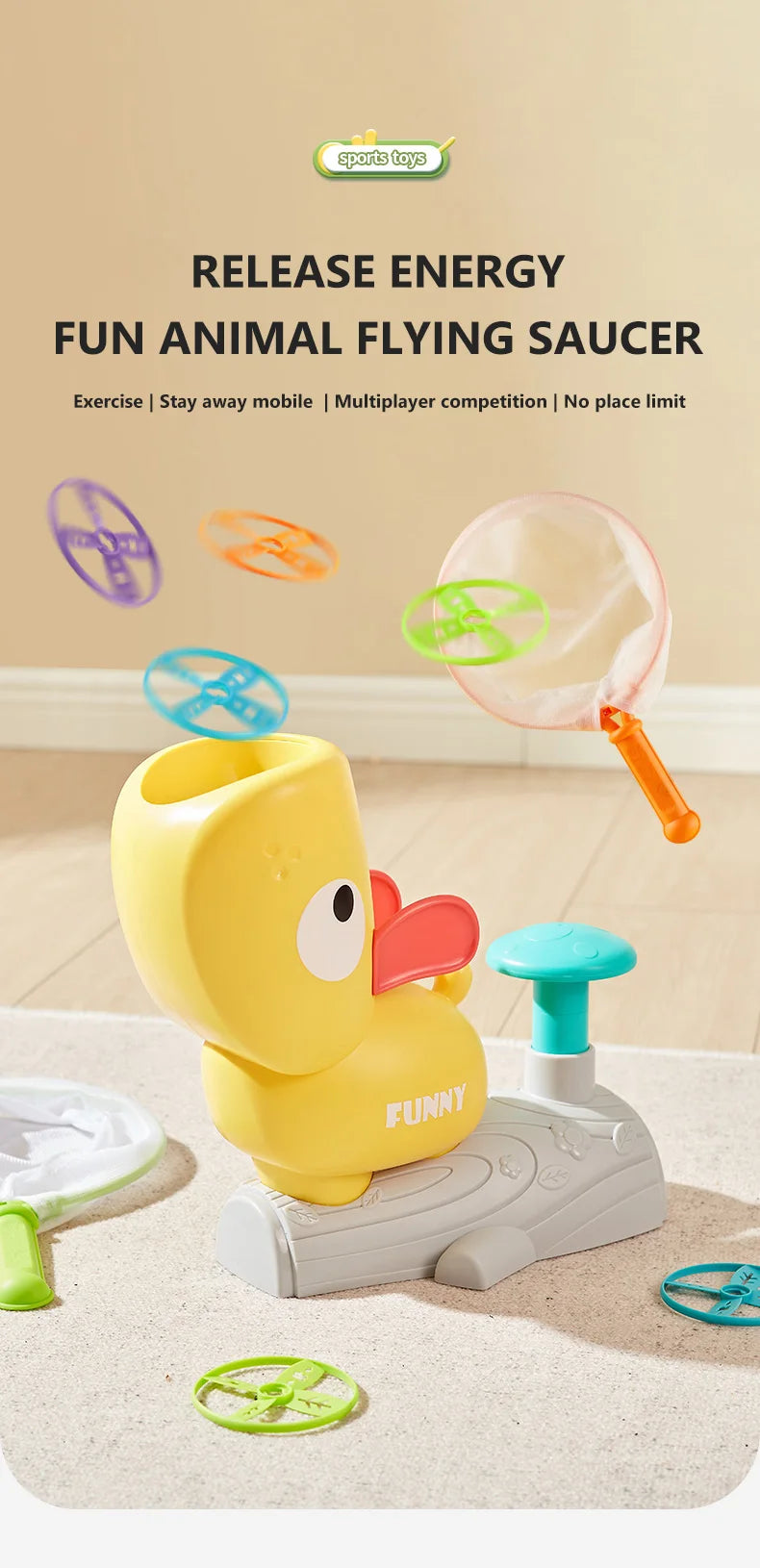 Air Discs Launcher Childern Toys Indoor Outdoor Games Soaring Machine Flying Disc Saucer Foot Launcher Kids Jump Spoorts Toy