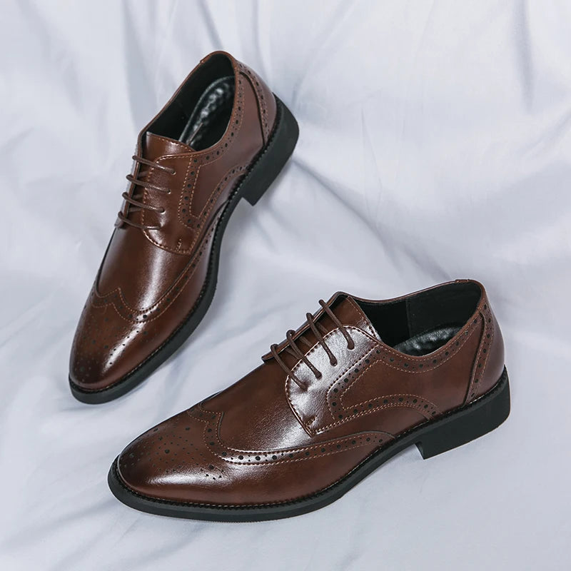 Men's leather shoes for business, retro, breathable, formal, wedding, leisure, business, and work - Buy online at  Vibe In Cart.