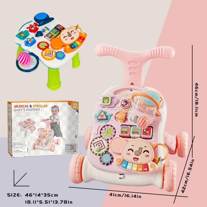 3-in-1 Baby Walker and Activity Center, Suitable for Girls, Early Learning Push Toy with Musical Panel, for Infants - Buy online at  Vibe In Cart.