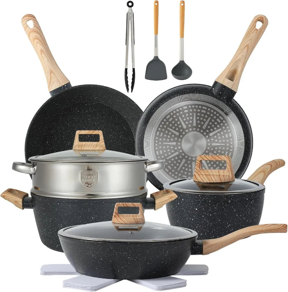 16PCS  Pots and Pans Set Non Stick Cookware Set Nonstick with Cooking SetAnd 21-piece sets are available for selection - Buy online at  Vibe In Cart.