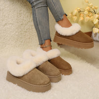 New Autumn and Winter Snow Boots, Solid Color Cute and Simple Warm Shoes, Fleece-Lined Warm Slip-On Slippers, Home Warm Slippers, Ankle Fleece-Lined Design - Buy online at  Vibe In Cart.