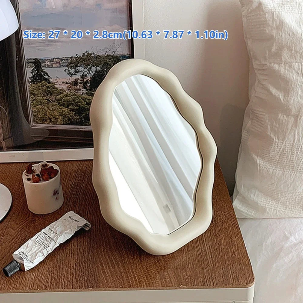 1PC Cream Style Makeup Mirror Decorative Irregular Simple Standing Dresser Mirror Cloud Shaped French Hairdressing Wall Mirror - Buy online at  Vibe In Cart.