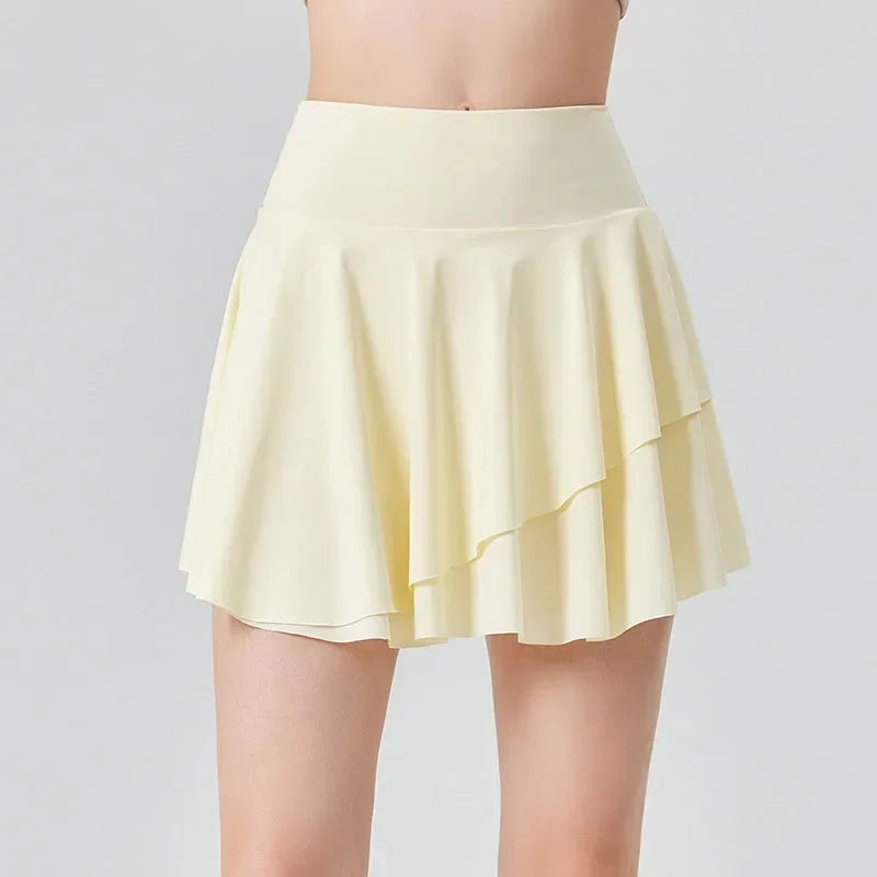 Women's High-Waisted Pleated Athletic Skort with Sun Protection
