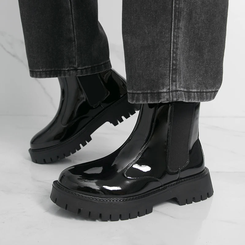 Men Chelsea Boots PU Thick Soled Round Toe Classic Comfortable Men High Top Boots - Buy online at  Vibe In Cart.