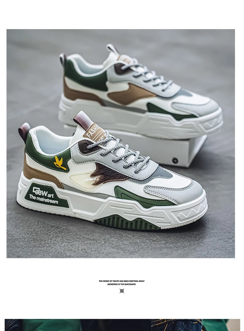 2024 Autumn New Casual Sports Shoes Men's Leather Low-Top Fashion Trend Easiest for Match Running Shoes Men's Skateboard Shoes Suitable for Outdoor Sports - Buy online at  Vibe In Cart.