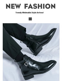 New waterproof British riding boots men's fashionable ankle boots casual and versatile high-top leather shoes men's trend - Buy online at  Vibe In Cart.