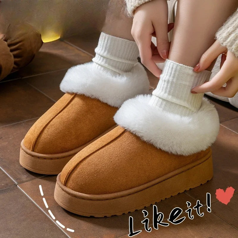 Anti-slip Shoe Thick Plush Snow Boots 2025 New Women Faux Suede Platform Fur Winter Boots Woman Slip On Warm Cotton Padded Shoes - Buy online at  Vibe In Cart.