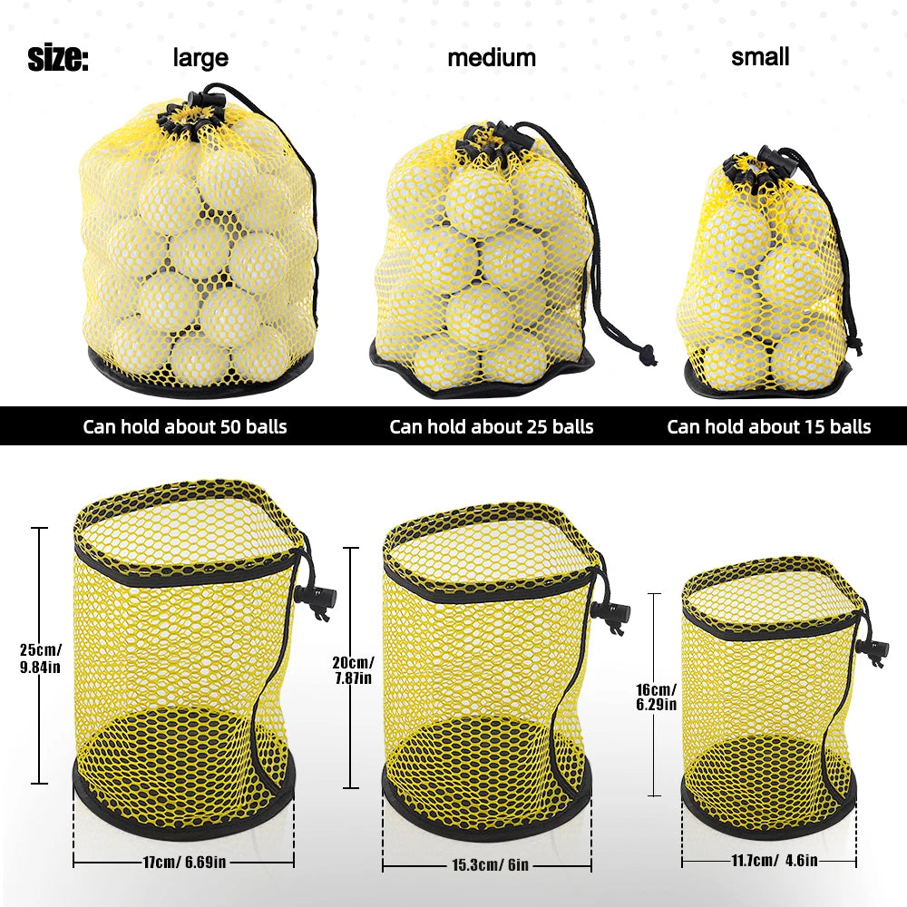 Golf Ball Bag Drawstring Pouch Can hold 12/25/50 Balls Multipurpose Sports Mesh Net Bag Portable Golf Organizer Golf Accessories - Buy online at  Vibe In Cart.