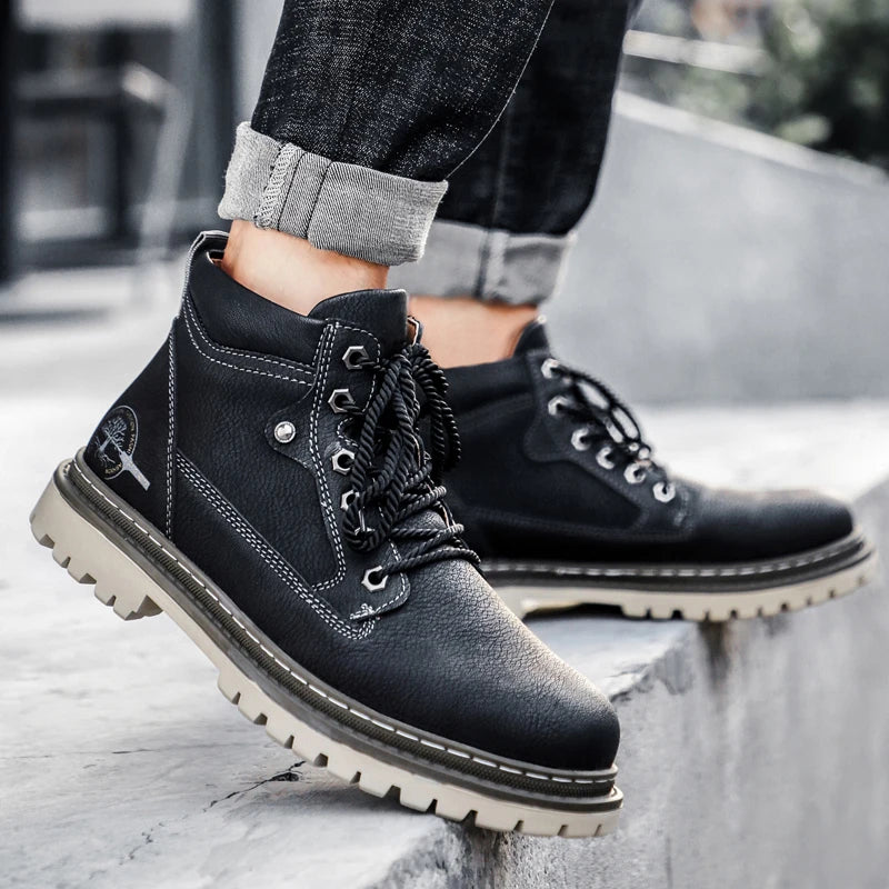 Autumn and Winter New Casual High-Top Men's Boots Men's Thick-Soled Short Boots Chelsea Boots Fashion Versatile Business Shoes Driving Shoes - Buy online at  Vibe In Cart.
