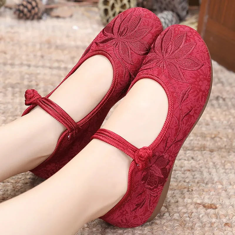 Women Fashion Plus Size Black Floral Pattern Dance Flat Shoes Lady Retro Chinese Traditional Hotel Work Grey Shoes & Flats A104 - Buy online at  Vibe In Cart.