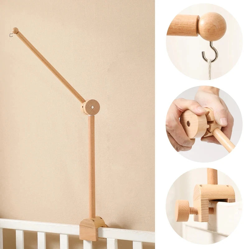 Baby Crib Mobile Rattle Toy For 0-12 Months Cartoon Felt Forest Animal Bed Bell Hanging Wooden Bracket Mobile Newbaby Rattle Toy