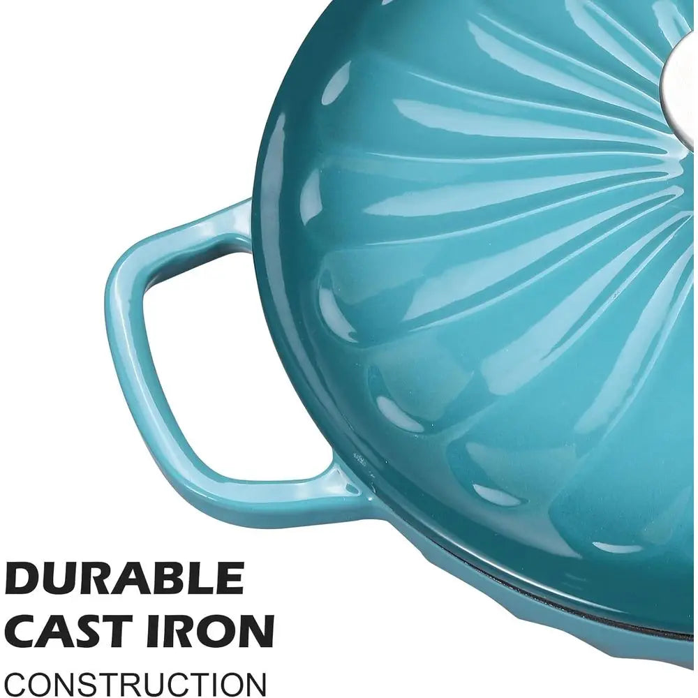 Enameled Cast Iron Dutch Oven, 3.8 Quart with Handles, Blue-Green Cookware, Braisier Pan with Lid - Buy online at  Vibe In Cart.