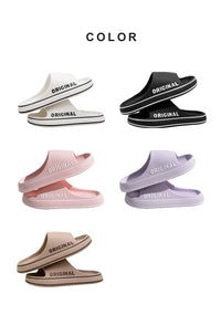 Couple Sandals Women Mens Letter Slippers Beach Slides Summer Anti Slip Thick Sole Indoor Bathroom Solid Color Shoes - Buy online at  Vibe In Cart.