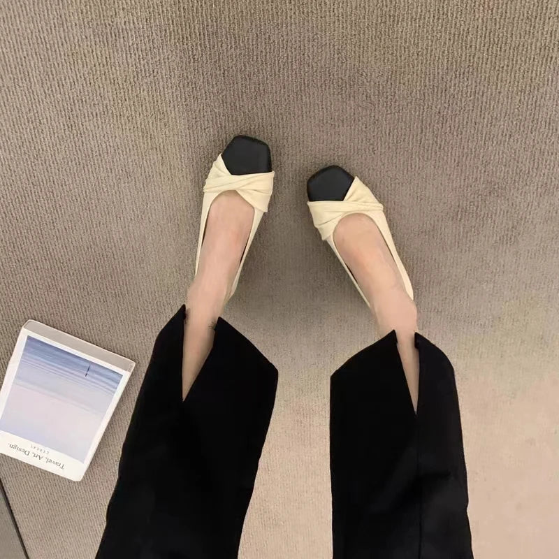 2025 New Round Bow Comfortable Casual Flat Bottomed Shallow Mouth Women's Single Shoes Silk Color Blocked Women's Single Shoes - Buy online at  Vibe In Cart.