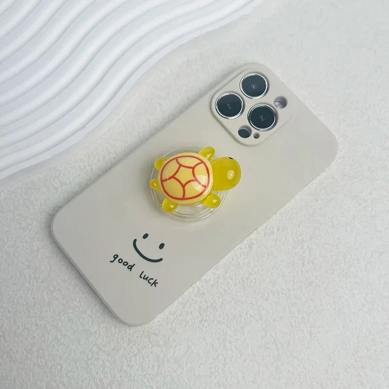 Luminous Plastic Turtle Phone Holder With Expanding Stand And Finger Grip