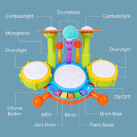 Kids Drum Set Toddlers 1-3 Musical Baby Educational Instruments Toys for Toddlers Girl Microphone Learning Activities Gifts - Buy online at  Vibe In Cart.