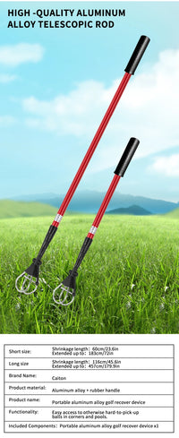 6FT/15FT Golf Ball Retriever, Telescopic Aluminum Pole, Durable and Lightweight, Easy to Use, Ideal for Quick Ball Retrieval - Buy online at  Vibe In Cart.