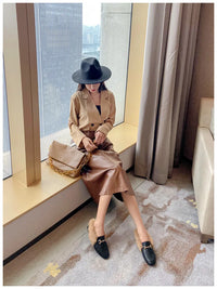 Women's Velvet Loafers with Rabbit Fur and Leather for Autumn