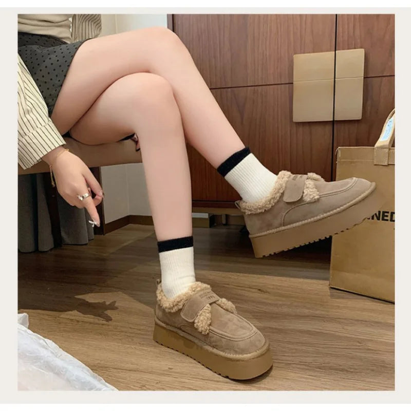 2025 New Winter Women's Platform Snow Boots, Warm Fleece Lined Ankle Boots with Magic Strap, Soft Sole Indoor Outdoor Shoes - Buy online at  Vibe In Cart.