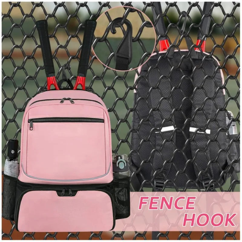 Large Capacity Tennis Backpack Sports Racket Pack Holds 1-2 Tennis Rackets Outdoor Badminton Bag With Shoe Pocket Black Pink - Buy online at  Vibe In Cart.