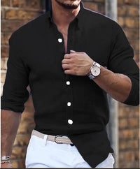 Men's Spring And Summer New Cotton Hemp New Men's Cool Long Sleeve Shirt Solid Color Loose Lapel Casual Beach Style Shirt - Buy online at  Vibe In Cart.