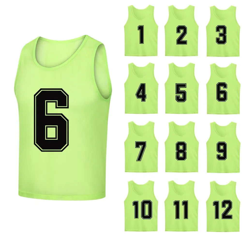12 PCS Men's Football Pinnies Quick Drying Soccer Jerseys Youth with Numbers Basketball Team Practice Sports Training Vest - Buy online at  Vibe In Cart.