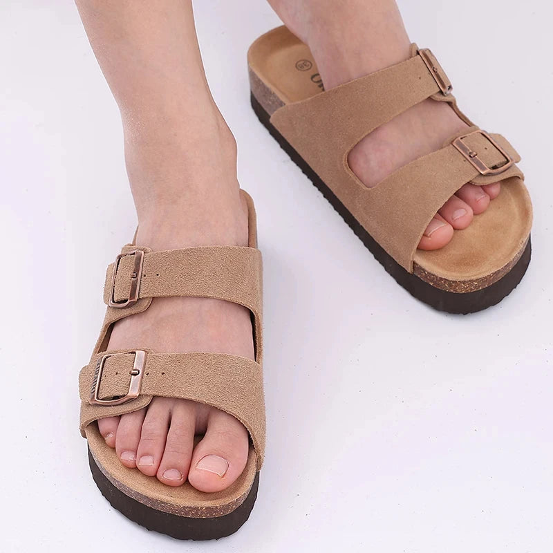 Men's Arch Support Slides Sandals With Adjustable Buckle