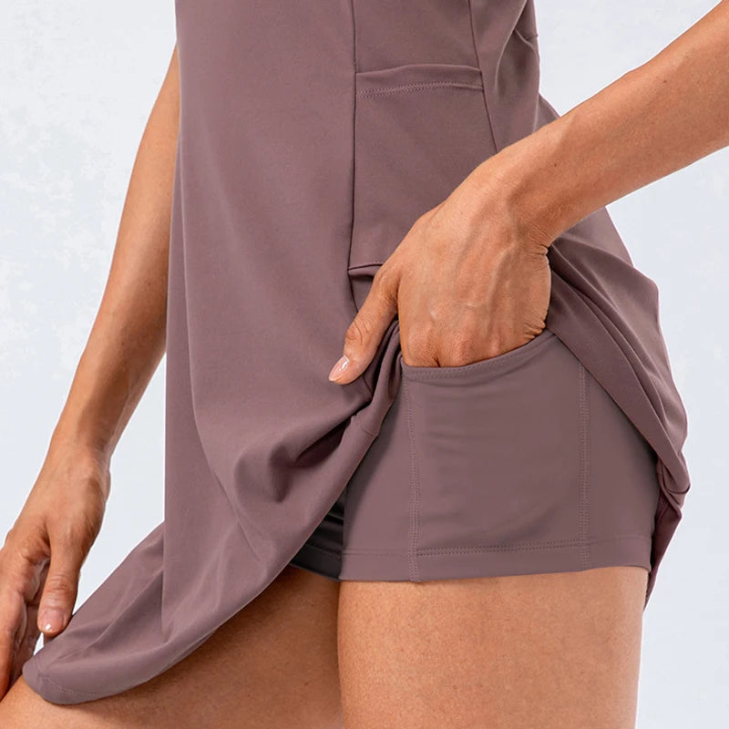 Tennis Dress Women With Separate Shorts Sleeveless Golf Sport Skirts Set with Pockets Training Running Fitness Female Badminton - Buy online at  Vibe In Cart.