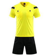 Men's Polyester Soccer Referee Uniform with Jersey and Shorts