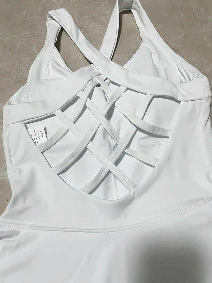 Women Tennis Dress One-Pieces Slim Fit Soft Sports Sets Golf Badminton Skorts Back Cross Tracksuits With Chest Pads Yoga Suits - Buy online at  Vibe In Cart.