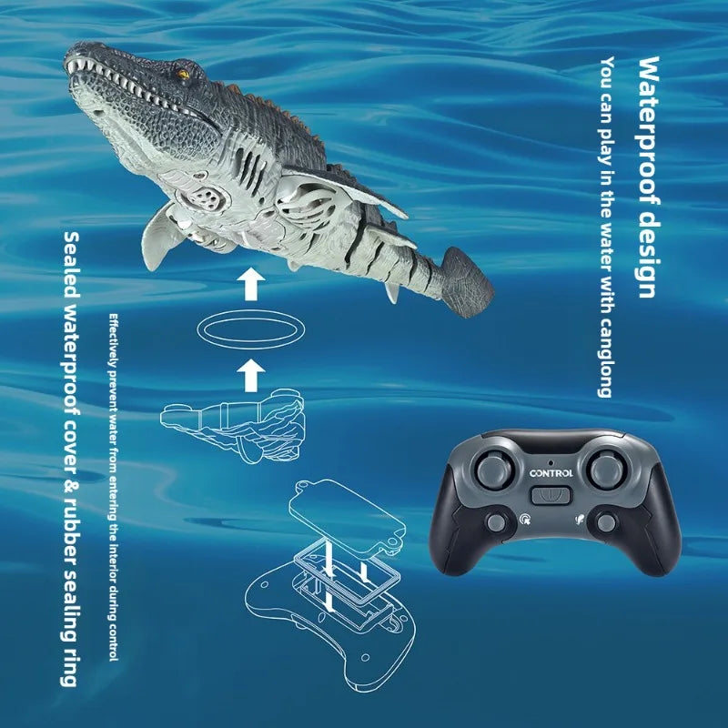 Simulated Electric Remote Control Dinosaur Toy with Lights and Water Spray