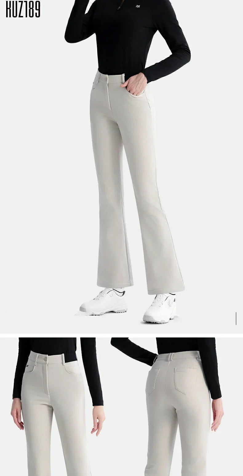 Women's Elastic High Waist Fleece Golf Pants for Winter
