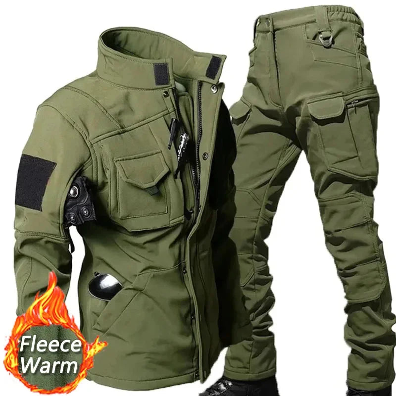 Waterproof Shark Skin Tactical Sets Mens Thicken Fleece New Soft Shell Combat Jackets+windproof Warm Cargo Pant 2 Piece Set - Buy online at  Vibe In Cart.