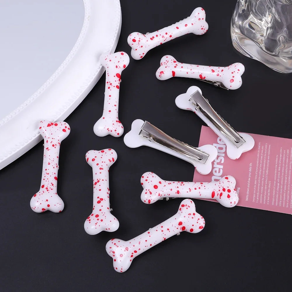 White Small Plastic Bone Design Hair Clip Bobby Pin